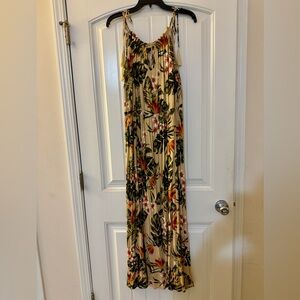 City Chic Tropical Print Dress - Green and Orange Size S/16